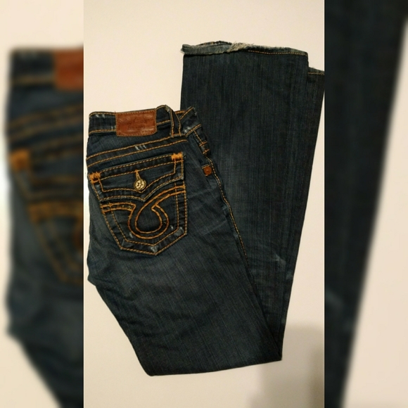 jeans with orange stitching